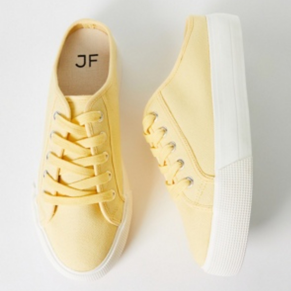 JustFab Pale Banana Yellow Cotton Macy Flatform Sneakers